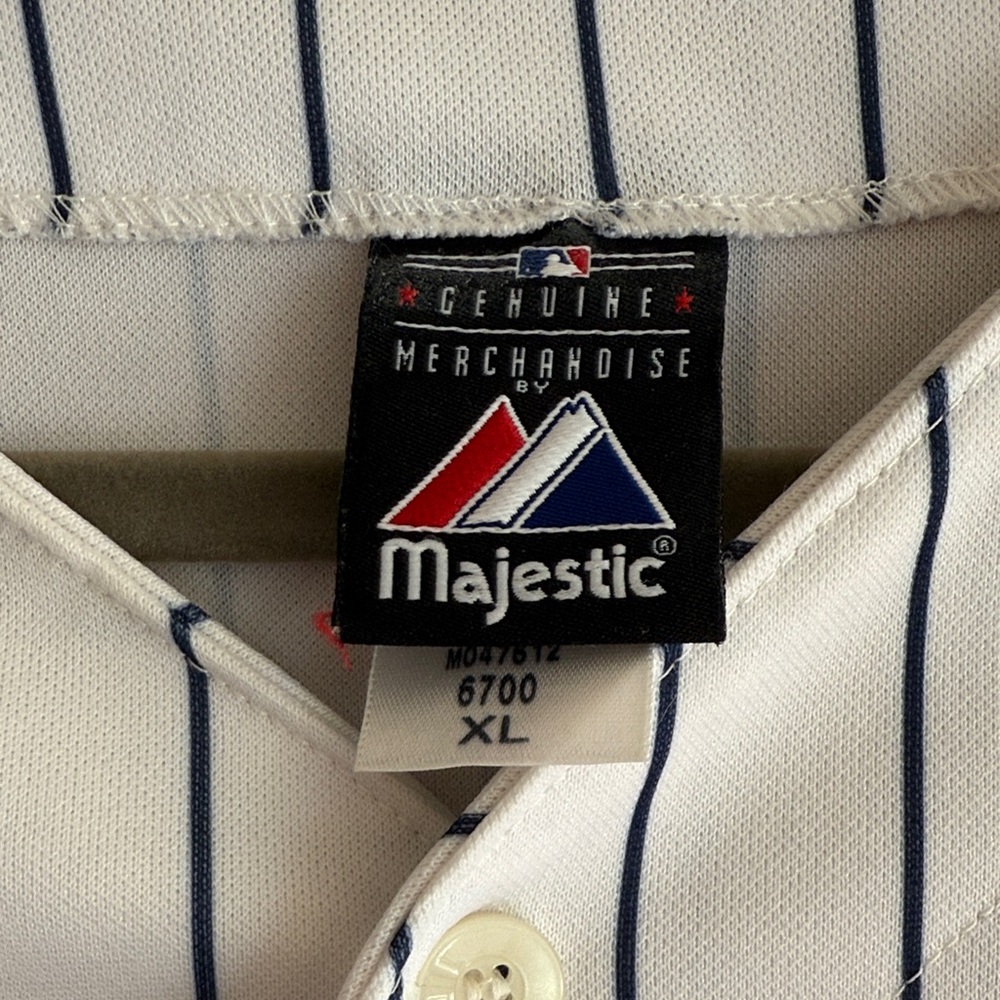 Majestic White and Navy Baseball Jersey - Picture 2 of 5